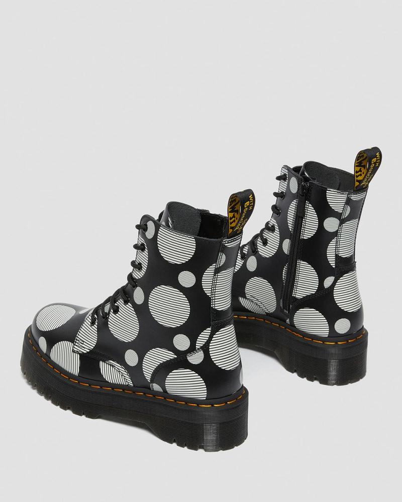 Women's Dr Martens Jadon Polka Dot Smooth Leather Platform Boots Black | AU 245WNB